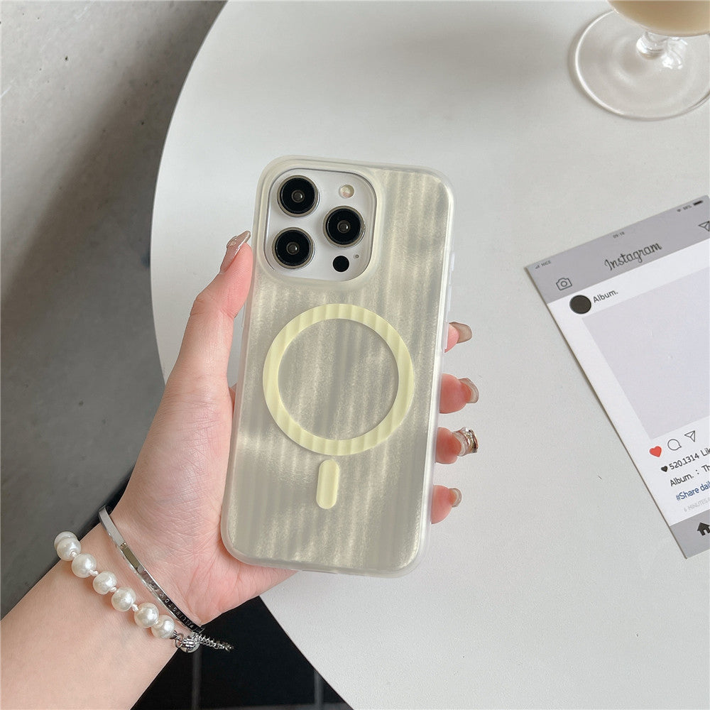 Skin-sensitive Color Corrugated Stripe Magnetic Phone Case.