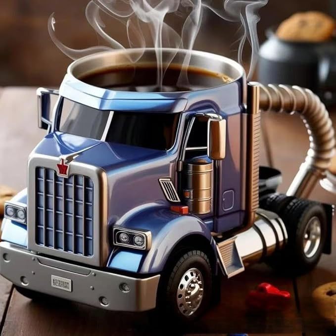 Durable Handcrafted Semi-Truck Coffee Mugs For Truckers And Dads.