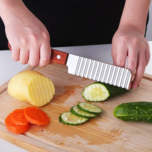 Stainless Steel French Fries Potato Cutter Knife.Vegetable Wave Cutting Knife.