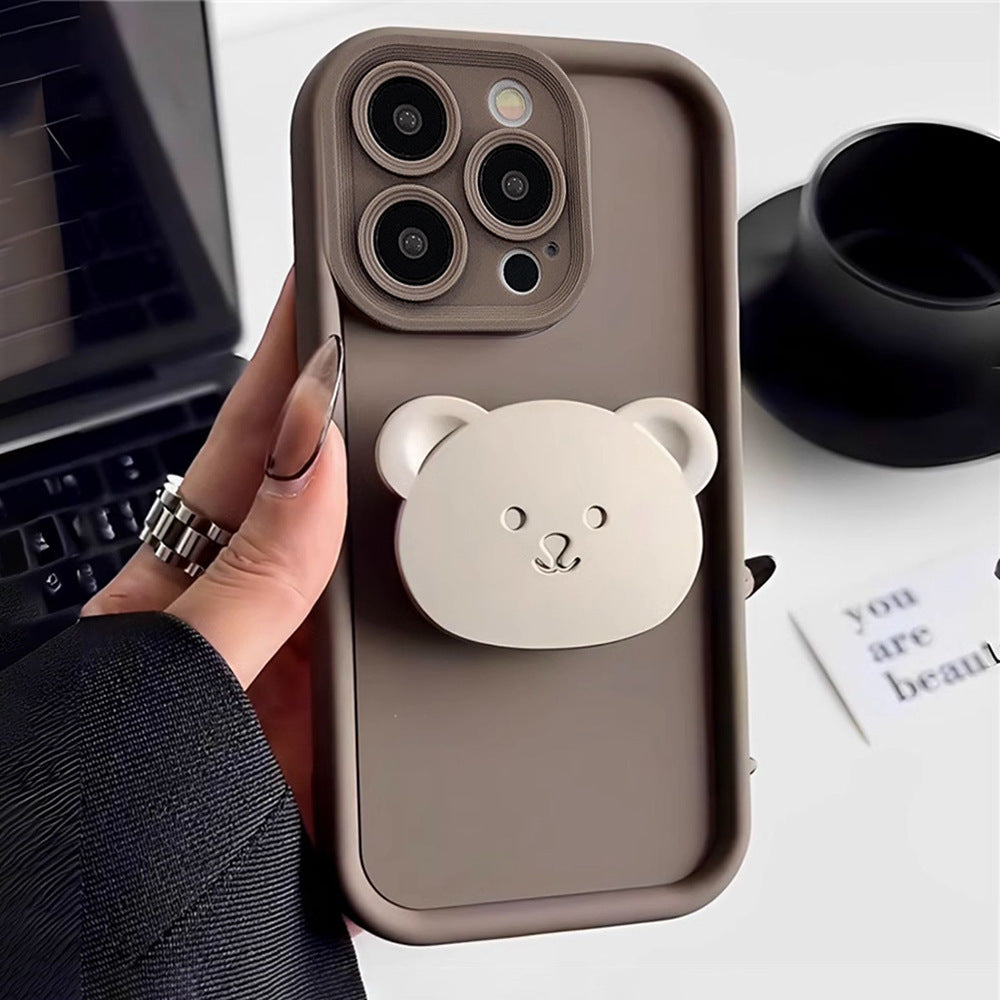 Milk Bear Bracket Phone Case With Handler.