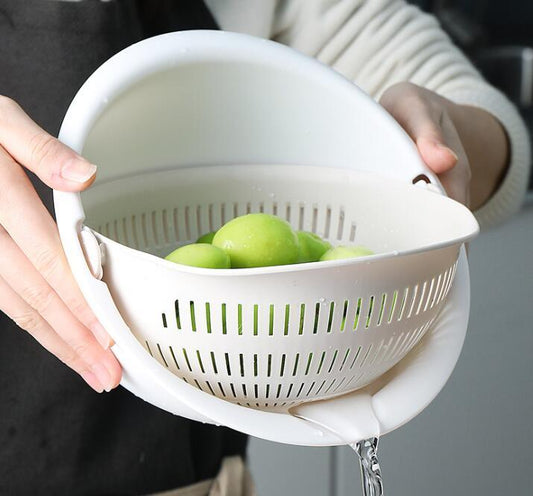 Double-Dish Sink Drain Basket/Kitchen Panning Wash Fruit Basket