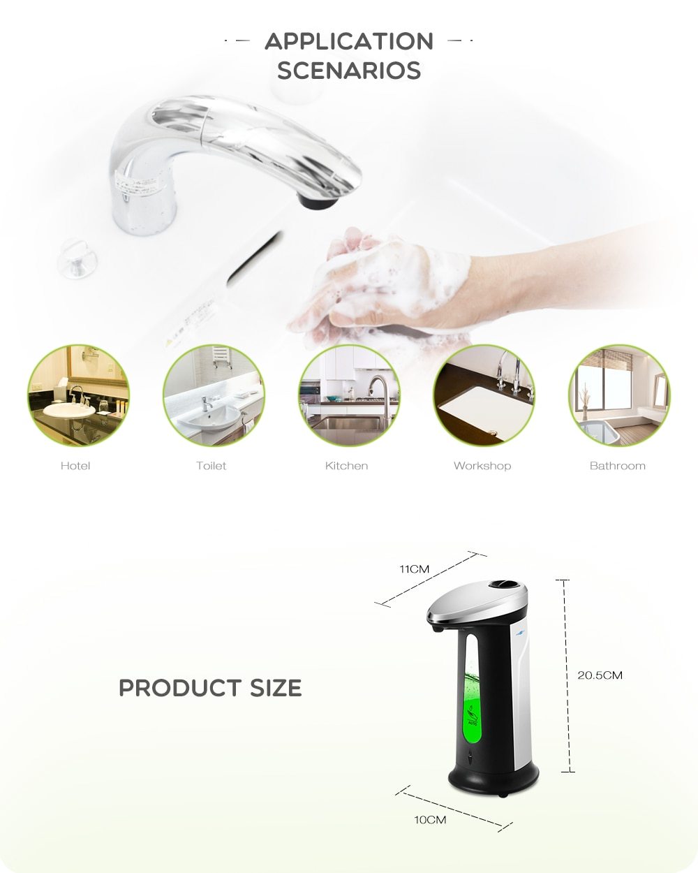 400ML Automatic Smart Sensor Liquid Soap Dispenser.