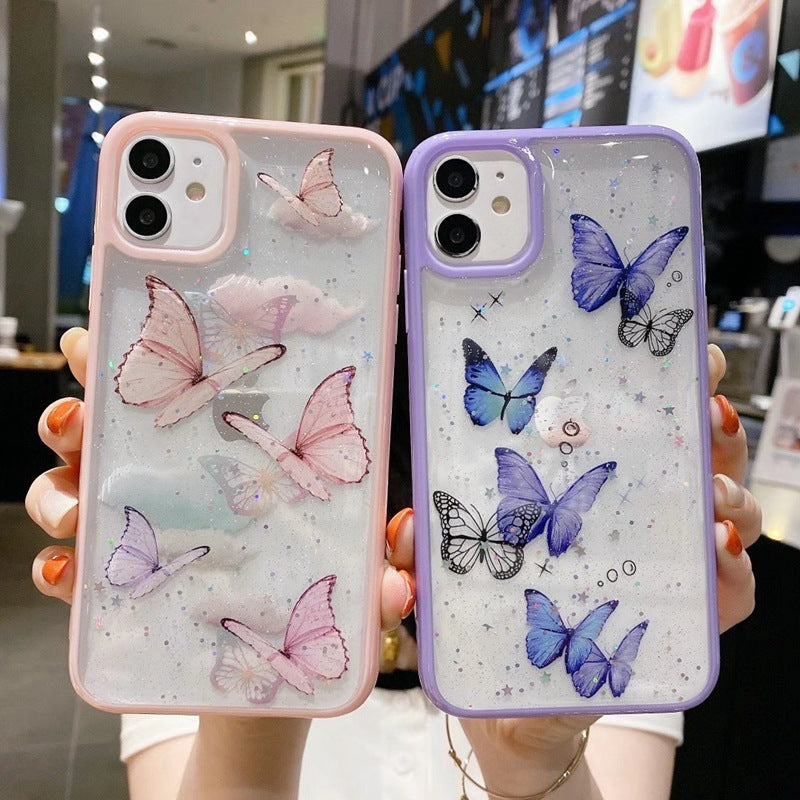 Epoxy Glitter Butterfly Transparent Phone Case.