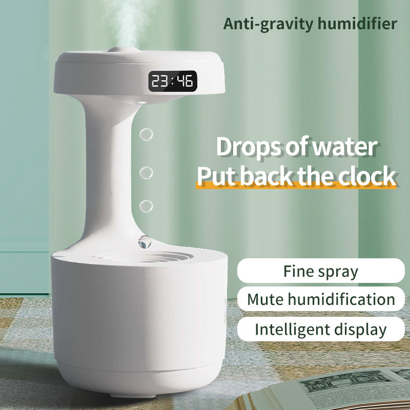 Bedroom Anti-Gravity Humidifier With Clock Water Drop Backflow, Aroma Diffuser And Large Capacity Office & Bedroom Mute Heavy Fog Household Sprayer.