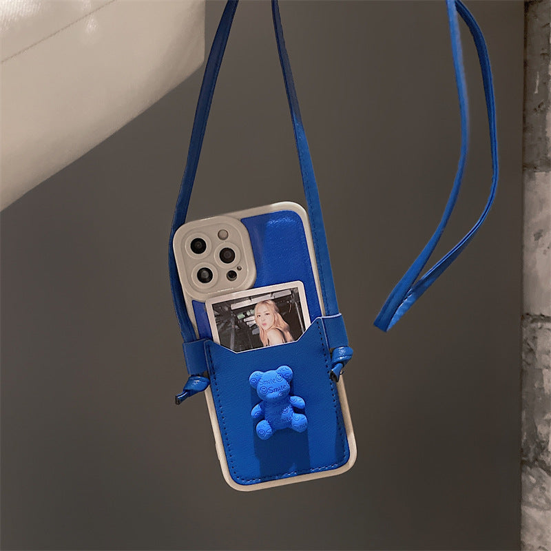 Bear Klein Blue Phone Case With Card Holder.