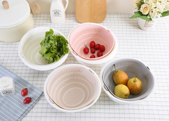 Double-Dish Sink Drain Basket/Kitchen Panning Wash Fruit Basket