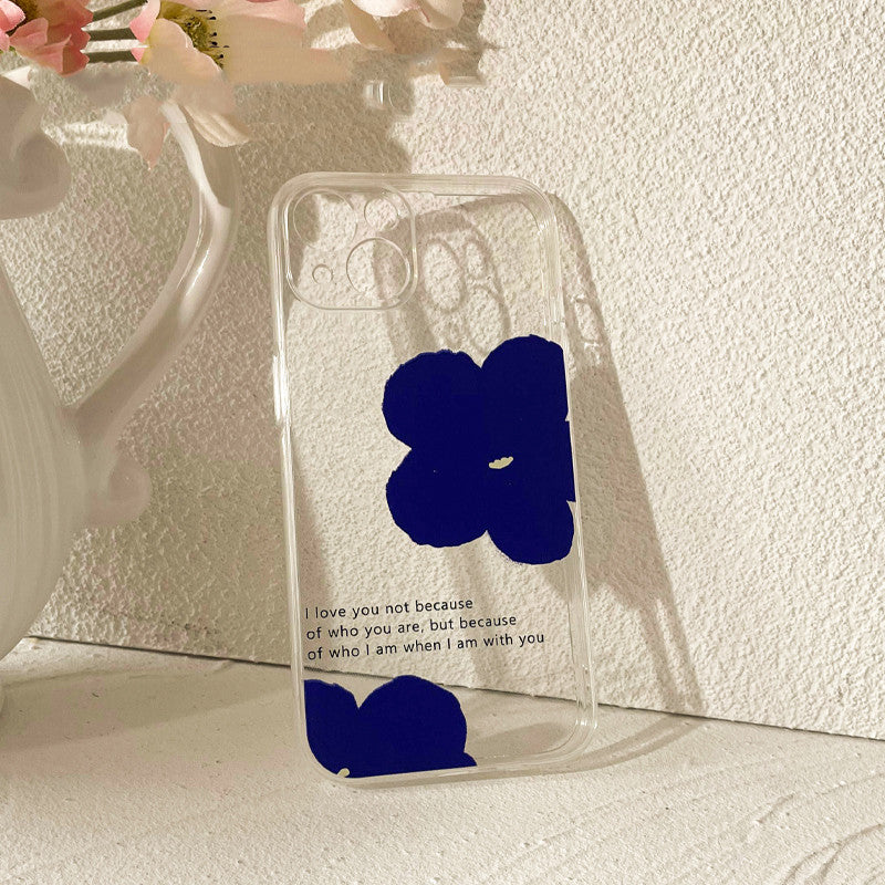 Simple Transparent Blue Flower Phone Case.