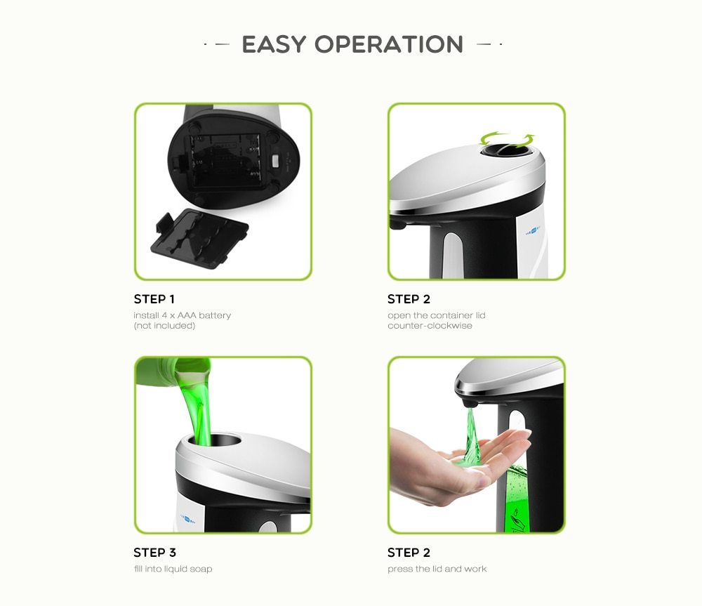 400ML Automatic Smart Sensor Liquid Soap Dispenser.