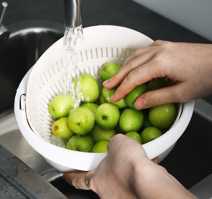 Double-Dish Sink Drain Basket/Kitchen Panning Wash Fruit Basket