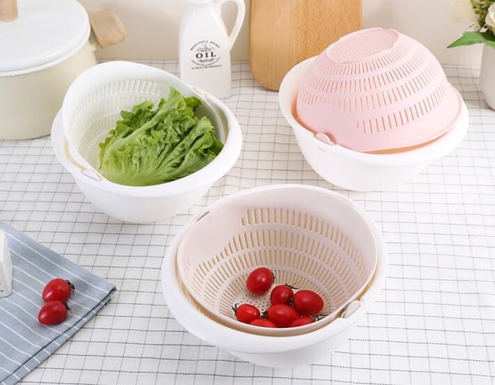 Double-Dish Sink Drain Basket/Kitchen Panning Wash Fruit Basket