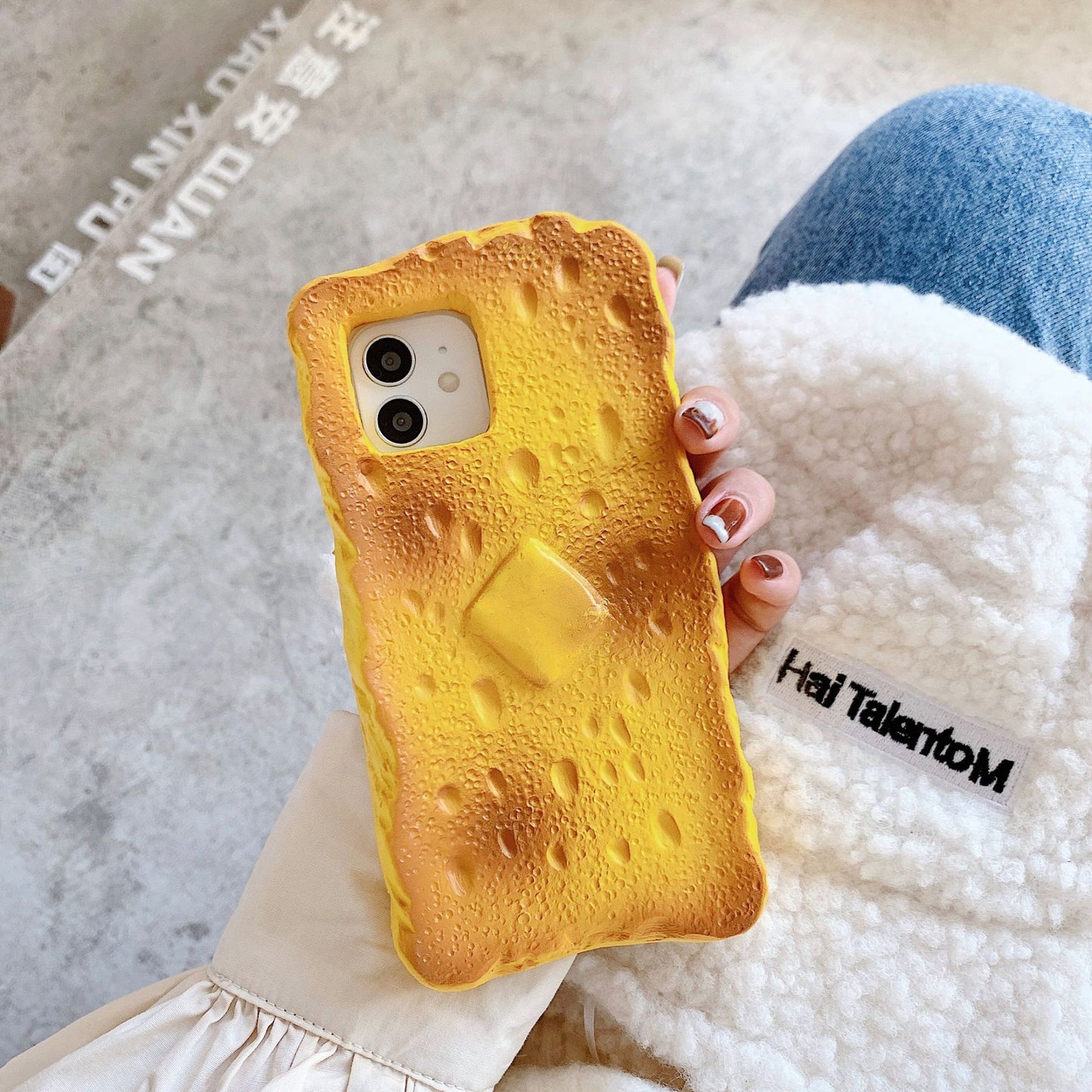 Trendy Silicone Toast Bread Phone Case.