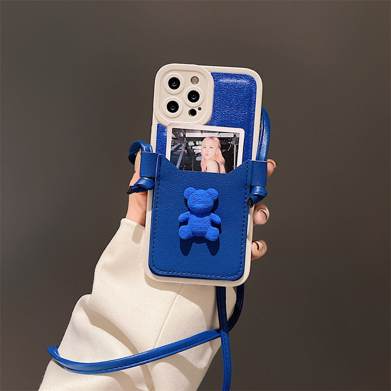 Bear Klein Blue Phone Case With Card Holder.