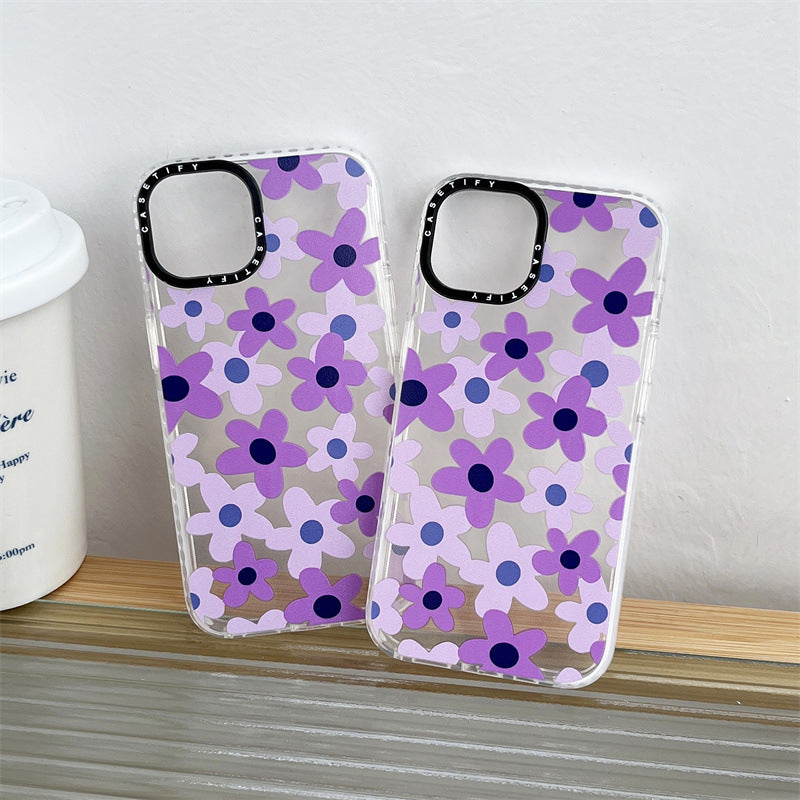 Purple Clear Flowers Phone Case.