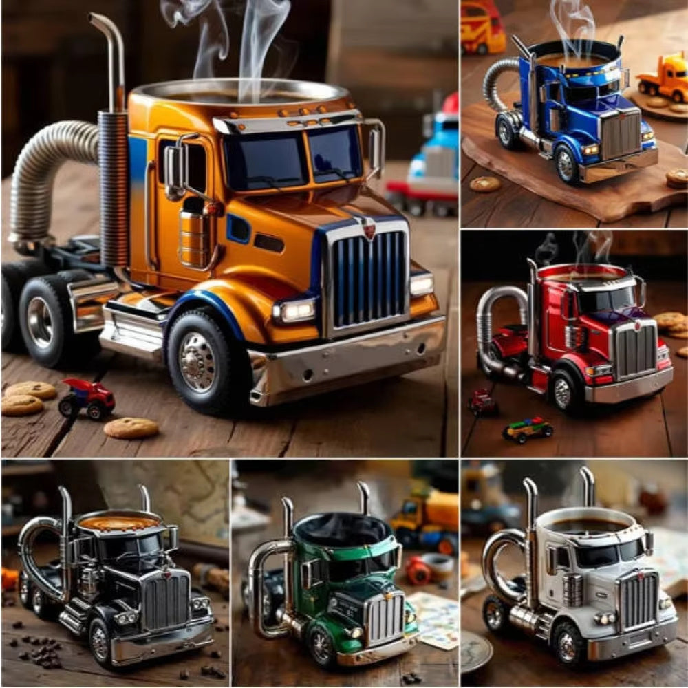 Durable Handcrafted Semi-Truck Coffee Mugs For Truckers And Dads.