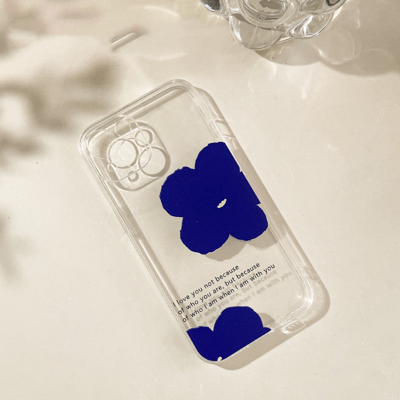 Simple Transparent Blue Flower Phone Case.