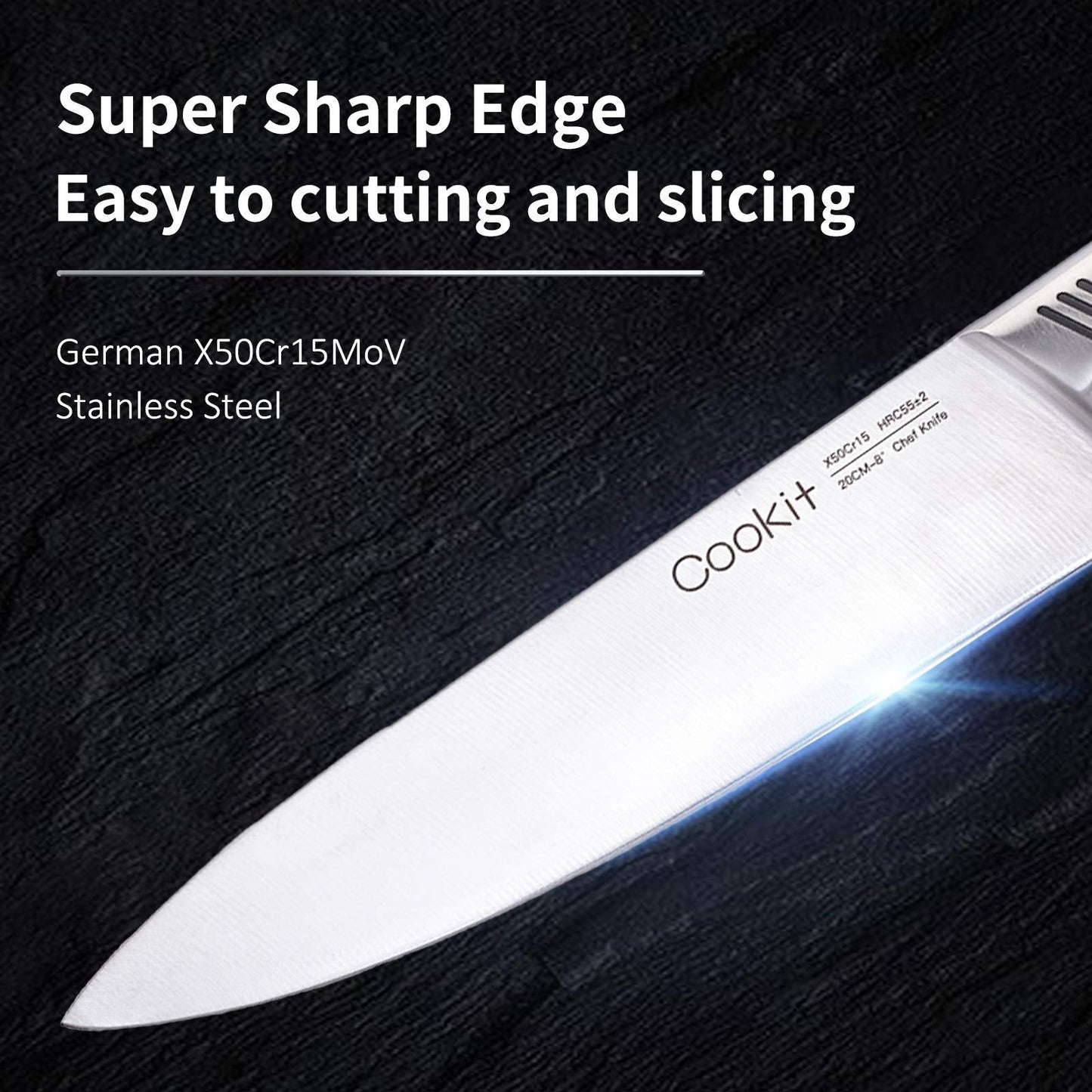 15 Piece Chef Knives Set With Non-Slip German Stainless Steel Hollow Handle Cutlery Set With Multifunctional Scissor.