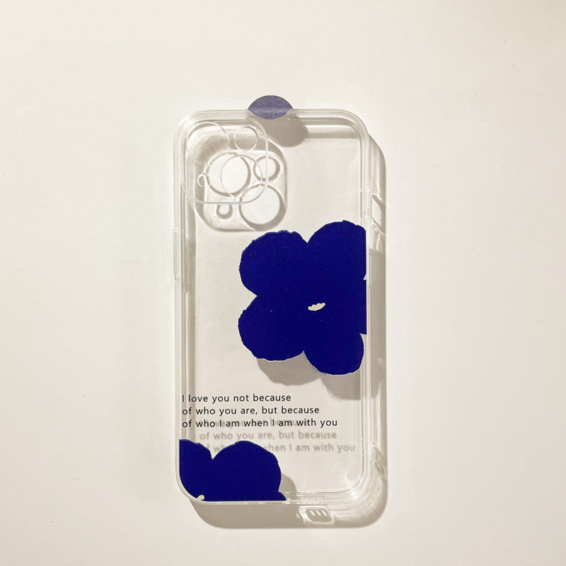 Simple Transparent Blue Flower Phone Case.