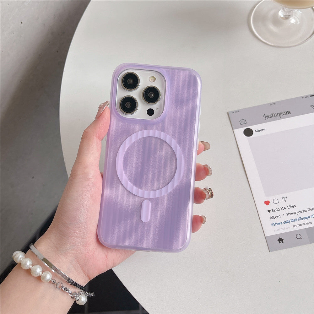 Skin-sensitive Color Corrugated Stripe Magnetic Phone Case.