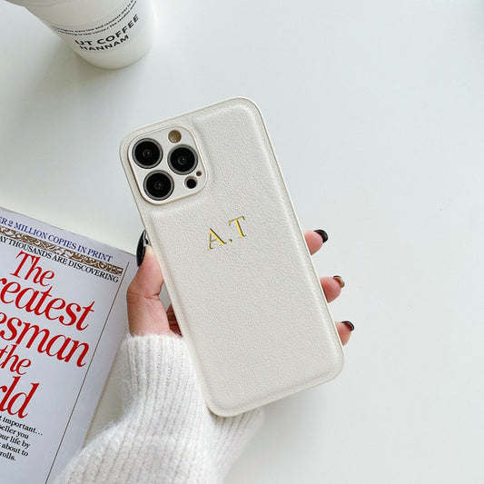 "A.T" Initials Leather Phone Case Protector.