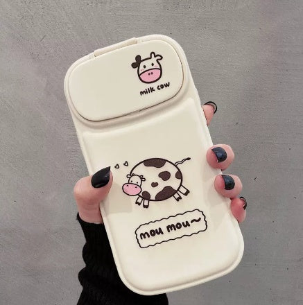 Cute Milky Little Cow Phone Case With Lens Protector Mirror.